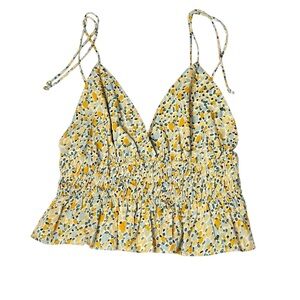 Sim & Sam Smocked Floral Print Crop Top – Size XL  (NWT)